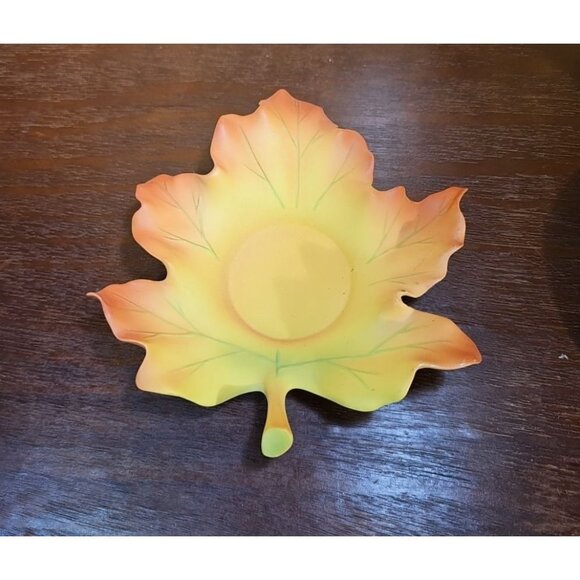 PartyLite Whispering Leaves REPLACEMENT TeaLight Holder ORANGE YELLOW MAPLE LEAF - Picture 2 of 5